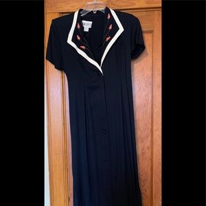 Vintage S.L. Fashions dress with rose embroidery.